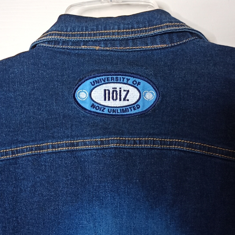 Y2K Throwback-Baby Noiz Denim Stretch Jean Jumpsuit "Chicago" Patchwork Sz XL - Picture 10 of 12